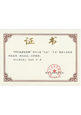 2005年1月PCAS灰砂活化劑獲“九五、十五”科技成果獎(jiǎng)